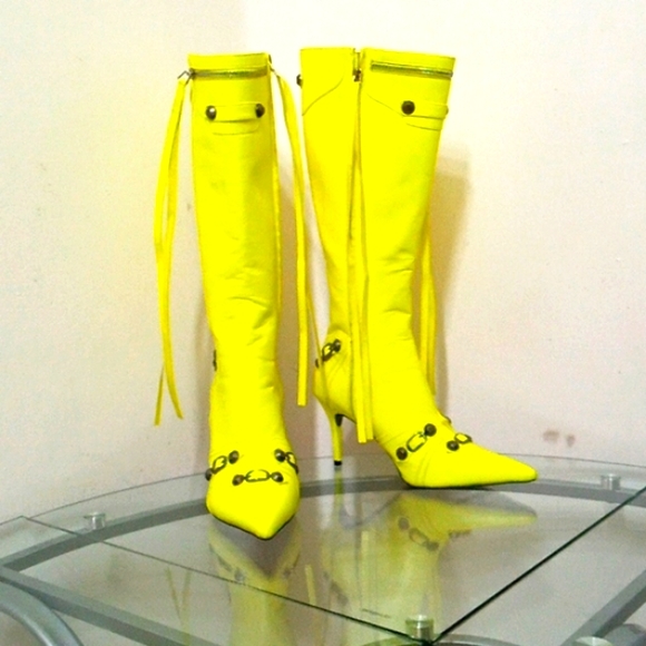 🎁FREE GIFT INCLUDED Brand New High Knee Boots Stiletto Heel Pointed Toe Tassels - Picture 11 of 16